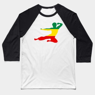 Rasta Kung Fu - Kung fu fly kick logo in Rastafari colors Baseball T-Shirt